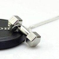 Simple Dumbbell Pendant Fitness Alloy Necklace sku image 1