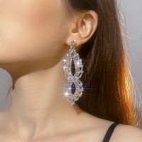 1 Pair Shiny Water Droplets Rhinestone Inlay Crystal Silver Plated Women's Drop Earrings main image 4