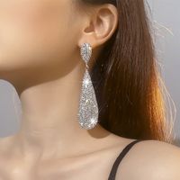 Simple Style Water Droplets Artificial Crystal Inlay Rhinestones Silver Plated Women's Drop Earrings main image 2