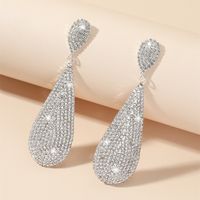 Simple Style Water Droplets Artificial Crystal Inlay Rhinestones Silver Plated Women's Drop Earrings main image 5