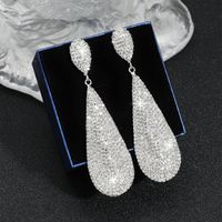 Simple Style Water Droplets Artificial Crystal Inlay Rhinestones Silver Plated Women's Drop Earrings main image 6