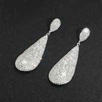 Simple Style Water Droplets Artificial Crystal Inlay Rhinestones Silver Plated Women's Drop Earrings main image 7