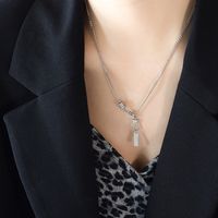 Fashion U-shaped New Accessories Diamond Long Brand Titanium Steel Clavicle Necklace sku image 1