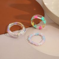 3 Pieces Fashion Heart Shape Plastic Resin Handmade Women's Rings main image 5