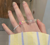 3 Pieces Fashion Heart Shape Plastic Resin Handmade Women's Rings main image 6
