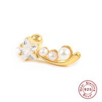 1 Piece Vintage Style Ice Cream Heart Shape Butterfly Plating Inlay Sterling Silver Zircon Ear Studs sku image 13