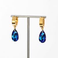 1 Pair Glam Fashion Simple Style Water Droplets Stainless Steel Plating Inlaid Crystal Artificial Crystal Earrings main image 3