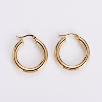 1 Pair Fashion Round Plating Inlay Stainless Steel Artificial Pearls 18k Gold Plated Hoop Earrings main image 4