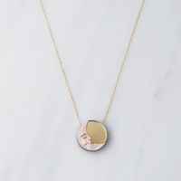 201 Stainless Steel Copper Fashion Plating Round Sun Moon Pendant Necklace main image 5