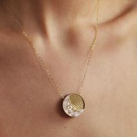 201 Stainless Steel Copper Fashion Plating Round Sun Moon Pendant Necklace main image 4