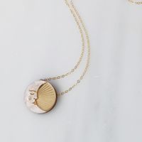 201 Stainless Steel Copper Fashion Plating Round Sun Moon Pendant Necklace main image 1