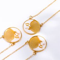 201 Stainless Steel Copper Fashion Plating Round Sun Moon Pendant Necklace main image 3