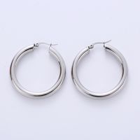 1 Pair Fashion Round Plating Inlay Stainless Steel Artificial Pearls 18k Gold Plated Hoop Earrings sku image 3