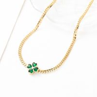 1 Piece Fashion Four Leaf Clover Heart Shape Stainless Steel Inlay Gem Necklace main image 5