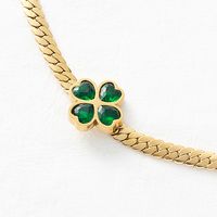 1 Piece Fashion Four Leaf Clover Heart Shape Stainless Steel Inlay Gem Necklace main image 4