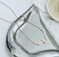 1 Piece Fashion Cross Titanium Steel Plating Zircon Necklace sku image 1