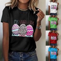 Women's T-shirt Short Sleeve T-shirts Printing Casual Simple Style Letter Egg main image 6