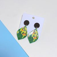 1 Pair Fashion Leaf Water Droplets Flower Arylic Irregular Epoxy Women's Drop Earrings sku image 3