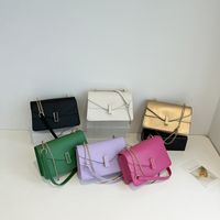 Women's Small Pu Leather Solid Color Streetwear Square Lock Clasp Crossbody Bag main image 1