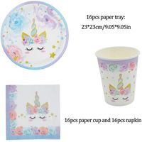 Simple Style Unicorn Napkins And Paper Plates 16 Pieces main image 4