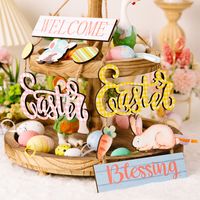 Easter Rabbit Letter Wood Party Hanging Ornaments main image 4
