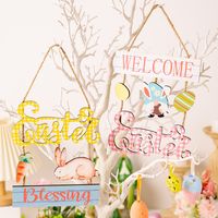Easter Rabbit Letter Wood Party Hanging Ornaments main image 1