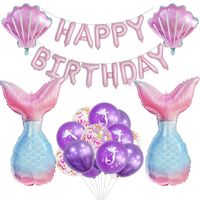 Birthday Letter Shell Fish Tail Aluminum Film Party Balloons 1 Set main image 4