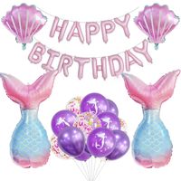 Birthday Letter Shell Fish Tail Aluminum Film Party Balloons 1 Set sku image 1