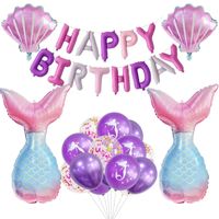 Birthday Letter Shell Fish Tail Aluminum Film Party Balloons 1 Set main image 1