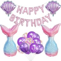 Birthday Letter Shell Fish Tail Aluminum Film Party Balloons 1 Set sku image 2