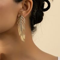 1 Pair Fashion Feather Alloy Inlay Rhinestones Women's Earrings main image 1