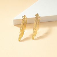 1 Pair Fashion Feather Alloy Inlay Rhinestones Women's Earrings main image 5