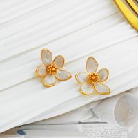 1 Pair Sweet Flower Copper Plating Ear Studs main image 2