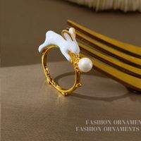 1 Piece Cute Animal Copper Plating Artificial Pearls Rings main image 1