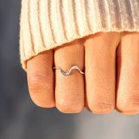 Fashion Geometric Copper Inlay Zircon Wave Ring main image 3