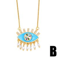 1 Piece Hip-hop Fashion Devil's Eye Copper Enamel Plating Inlay Zircon Pendant Necklace main image 4