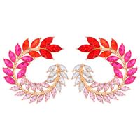 1 Pair Fashion Leaf Alloy Inlay Artificial Rhinestones Women's Ear Studs sku image 1
