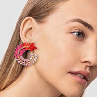 1 Pair Fashion Leaf Alloy Inlay Artificial Rhinestones Women's Ear Studs main image 4