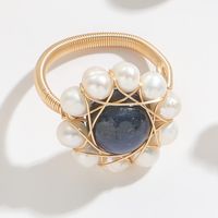 1 Piece Fashion Geometric Freshwater Pearl Agate Rings sku image 4