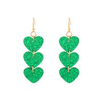 1 Pair Fashion Shamrock Heart Shape Mixed Materials Metal Copper Asymmetrical Sequins 18k Gold Plated Gold Plated Silver Plated St. Patrick Women's Drop Earrings sku image 18