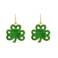 1 Pair Fashion Shamrock Heart Shape Mixed Materials Metal Copper Asymmetrical Sequins 18k Gold Plated Gold Plated Silver Plated St. Patrick Women's Drop Earrings sku image 8