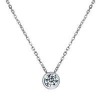 Fashion Simple Style Round Sterling Silver Plating Inlay Zircon Necklace sku image 1