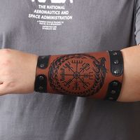 1 Piece Retro Compass Dragon Pu Leather Men's Wristband main image 4