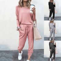 Women's Fashion Solid Color Cotton Polyester Patchwork Pants Sets main image 6