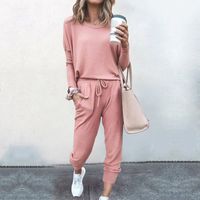 Women's Fashion Solid Color Cotton Polyester Patchwork Pants Sets main image 2