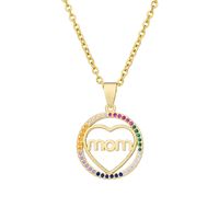 304 Stainless Steel Copper MAMA Plating Letter Zircon Pendant Necklace main image 5