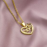 304 Stainless Steel Copper MAMA Plating Letter Zircon Pendant Necklace main image 3