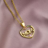 304 Stainless Steel Copper MAMA Plating Letter Zircon Pendant Necklace sku image 4
