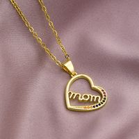 304 Stainless Steel Copper MAMA Plating Letter Zircon Pendant Necklace sku image 8
