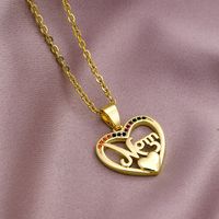 304 Stainless Steel Copper MAMA Plating Letter Zircon Pendant Necklace sku image 6